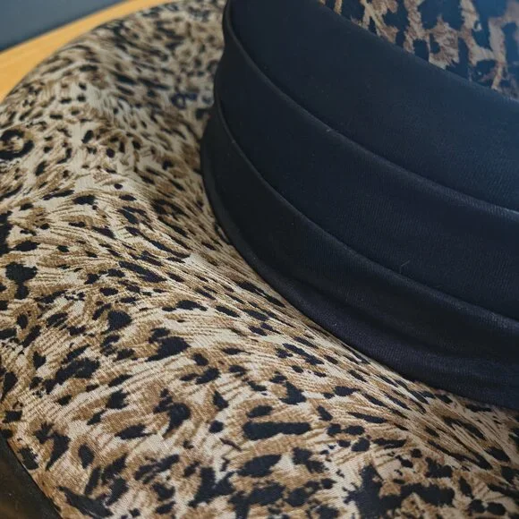 Women’s Leopard Print Brim Hat | Statement / Dress / Church | One Size - Picture 3 of 6